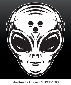 Alien head illustration. Premium vector