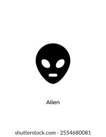 Alien head line art isolated on white background vector illustration.