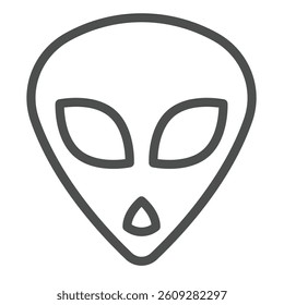 Alien head line icon, cosmos concept. Vector graphics. Humanoid, space alien face sign on white background, outline style icon for mobile or web design