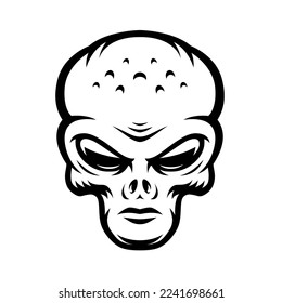 An alien head logo isolated on white background