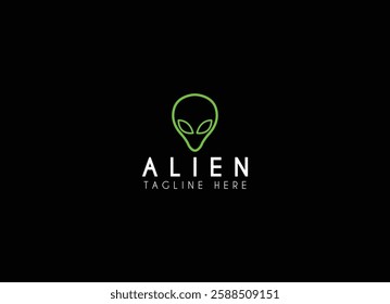 alien head logo vector illustration. Minimalist alien head logo design