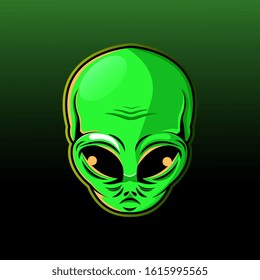 Alien head mascot logo illustration