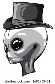Alien head monochrome isolated on white background
