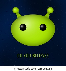 Alien head on night sky