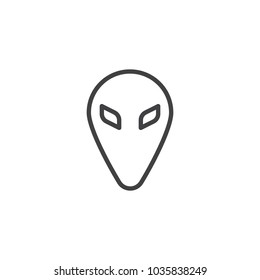 Alien head outline icon. linear style sign for mobile concept and web design. ufo simple line vector icon. Symbol, logo illustration. Pixel perfect vector graphics