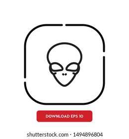 Alien head outline vector icon