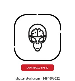 Alien head outline vector icon