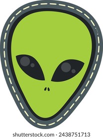 Alien head patch. Colorful monster face sticker