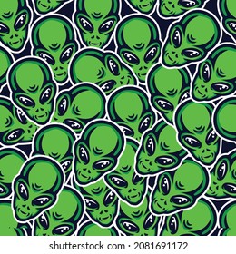 alien head seamless pattern design