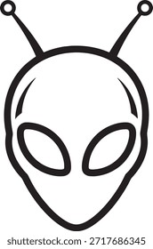 Alien Head Silhueta Ícone alienígena Linha Mínima Arte Vetor Extraterrestre Sci Fi Fantasia Espaço UFO Logo Símbolo Símbolo Criatura Futurista Ilustração Ficção Científica Ilustração
