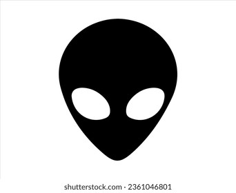 Alien head silhouette vector art white background