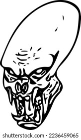 Alien Head Skull Vector Horror Illustration Vector