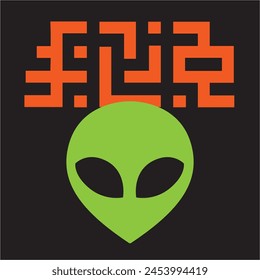 alien head and space text vector
