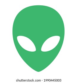 Alien head, ufo invader symbol. Isolated vector image of green monster.
