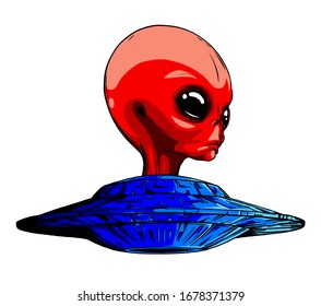 Alien head ufo vector illustration design art