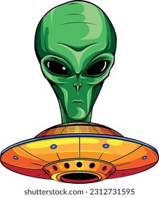 Alien head ufo vector illustration design art