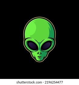 Alien head vector cartoon art illustration on isolated background