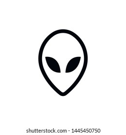 Alien Head Vector Icon. Flat vector illustration in black on white background. EPS 10