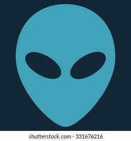 Alien Head vector icon. Style is flat blue symbol, rounded angles, dark blue background.