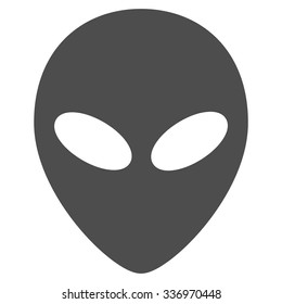 Alien Head vector icon. Style is flat gray symbol, rounded angles, white background.