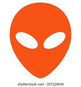 Alien Head vector icon. Style is flat orange symbol, rounded angles, white background.