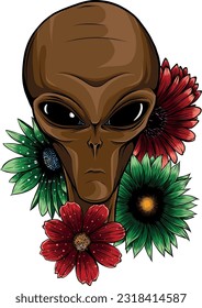 Alien head. vector illustration design of extraterrestrial humanoid