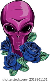 Alien head. vector illustration design of extraterrestrial humanoid