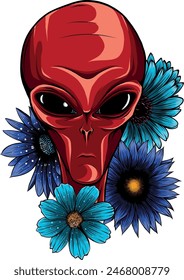 Alien head. vector illustration design of extraterrestrial humanoid