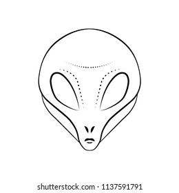 Alien head - vector illustration. The intergalactic kidnapper alien tattoo. International World Day of UFO. Logo stylish art. Used for sticker, poster, banner, web, t-shirt print.