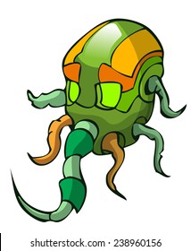 Alien Head, Vector Illustration isolated on White Background. 