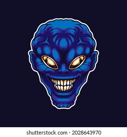 alien head vector illustration, suitable for t-shirt, print, and merchandise product