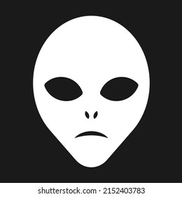 Alien head vector sign. Humanoid face symbol icon. Extraterrestrial logo. Science fiction label. Ufo and sci-fi character illustration image.