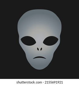 Alien head vector sign. Humanoid face symbol icon. Extraterrestrial logo. Science fiction label. Ufo and sci-fi character illustration image.