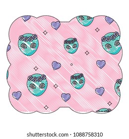alien and hearts pattern