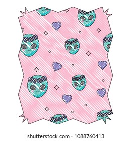 alien and hearts pattern