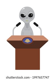 El extranjero da una conferencia de prensa.