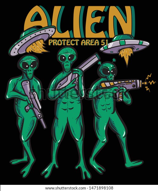 Alien Holding Alien Weapons Ready War Stock Vector (Royalty Free ...