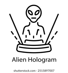 Alien hologram icon in outline style 