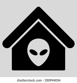 Alien Home vector icon. Style is flat black symbol, rounded angles, light gray background.