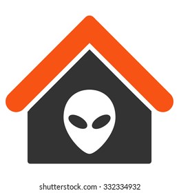 Alien Home vector icon. Style is flat bicolor orange and gray symbol, rounded angles, white background.