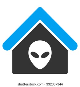 Alien Home vector icon. Style is flat bicolor blue and gray symbol, rounded angles, white background.