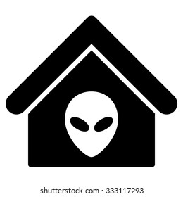 Alien Home vector icon. Style is flat black symbol, rounded angles, white background.