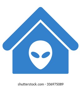 Alien Home vector icon. Style is flat cobalt symbol, rounded angles, white background.