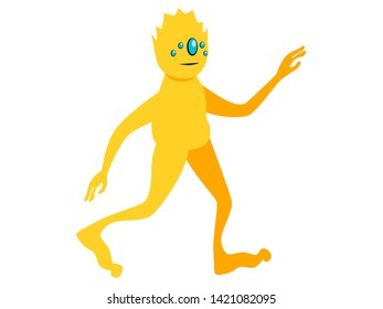 Alien humanoid spider, isolated object. In minimalist style. Cartoon flat Vector Illustration