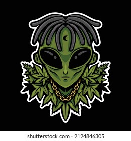 alien hype and cannabis illustration