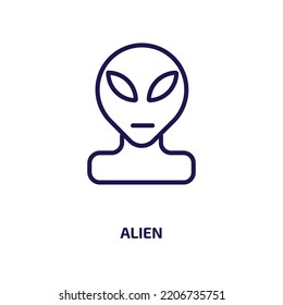 alien icon from astronomy collection. Thin linear alien, star, cartoon outline icon isolated on white background. Line vector alien sign, symbol for web and mobile