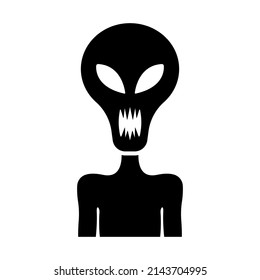 Alien icon. Black silhouette. Front view. Vector simple flat graphic illustration. Isolated object on a white background. Isolate.