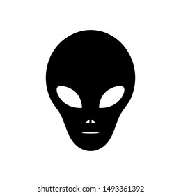 Alien icon. Black silhouette. Vector drawing. Isolated object on a white background. Isolate.