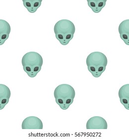Alien icon in cartoon style isolated on white background. Space pattern stock vector illustration.