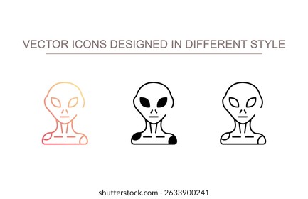 Design de ícone de alienígena com ilustração de estoque de fundo branco